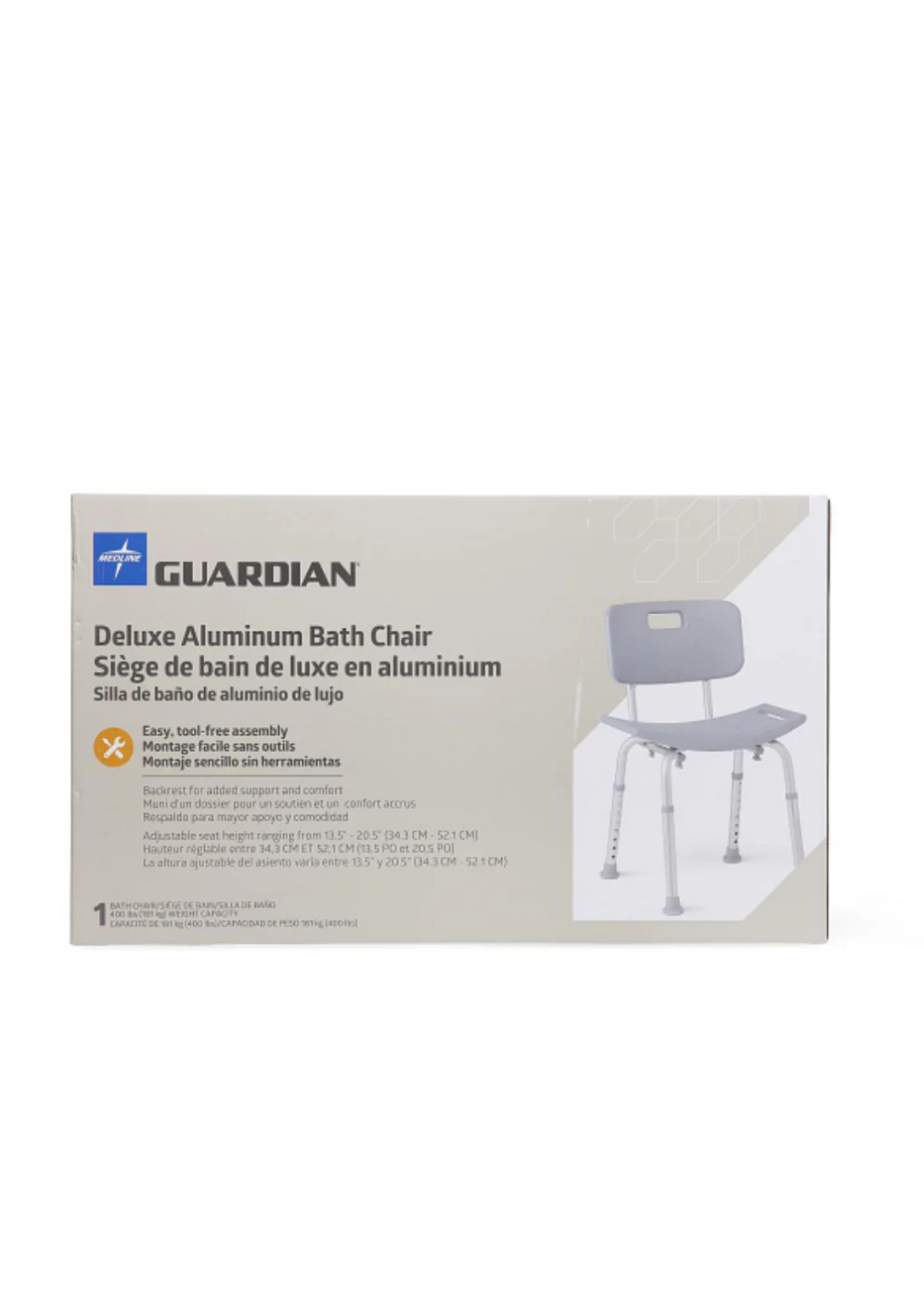 Aluminum Bath Bench with Back - Gray - Image 3